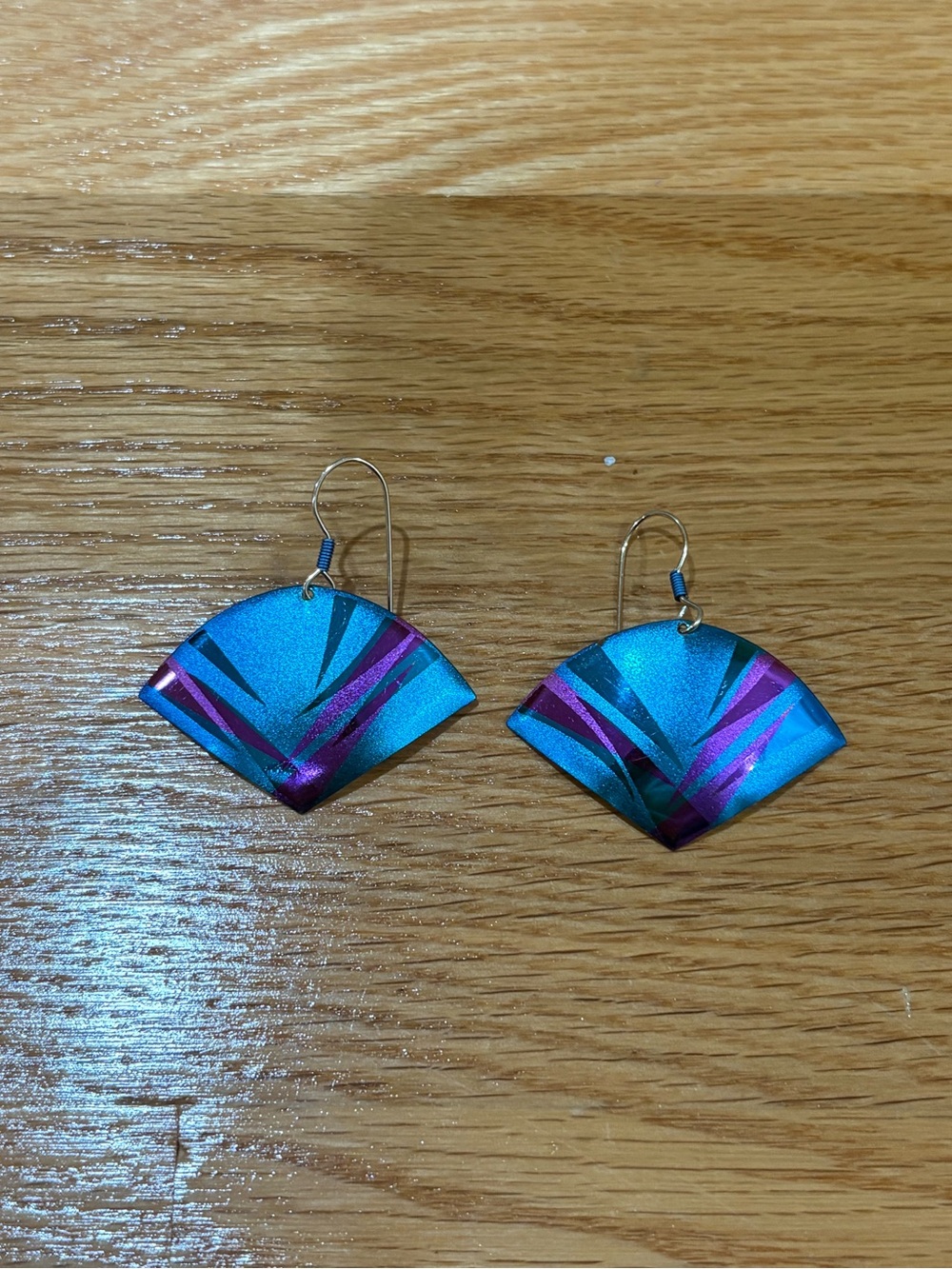 Vintage Holly Yashi Blue and Purple Fan-Shaped Drop Earrings - Women Jewelry